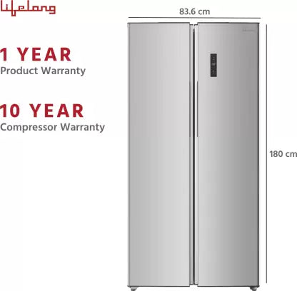 Lifelong 460 L Frost Free Side by Side Refrigerator (Silver, LLSBSR460)(OPEN BOX) Lifelong 460 L Frost Free Side by Side Refrigerator (Silver, LLSBSR460)(OPEN BOX)